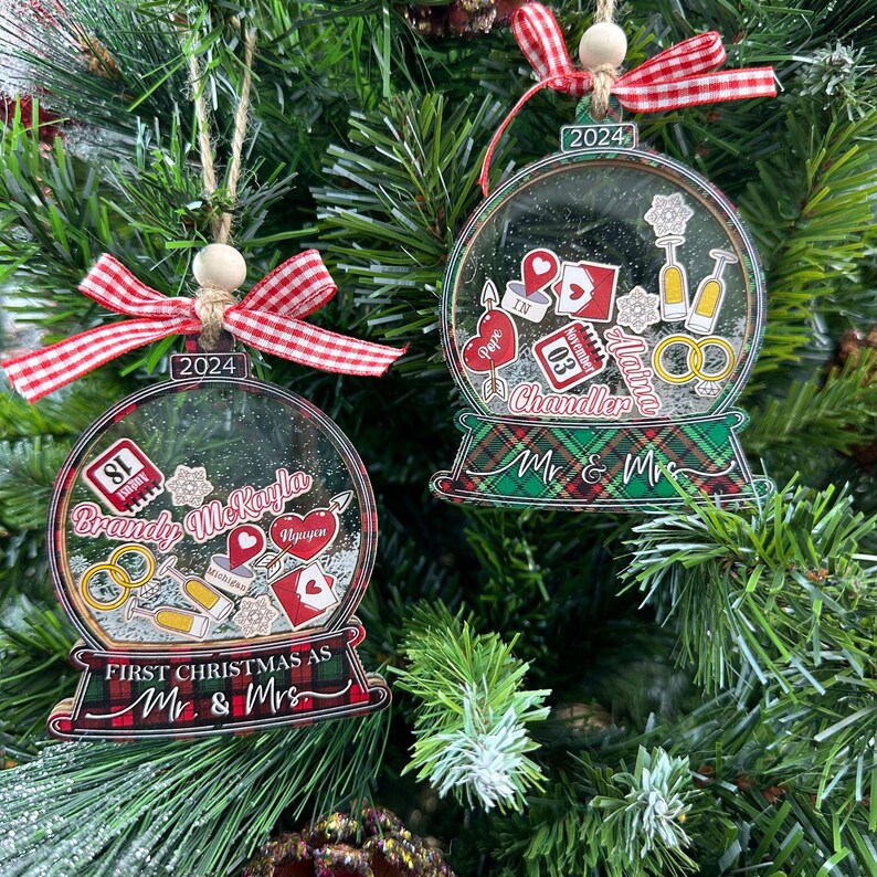 First Christmas As Mr Mrs Ornament 2024, First Christmas Married Ornament, Wedding Shaker Ornament, Engaged Ornament Newlywed Christmas Gift