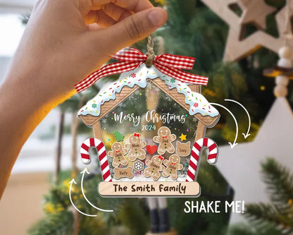 Family Ornament Personalized, Family Christmas Ornaments 2024, Custom Gingerbread Ornament, Family Christmas Gifts, 4D Shake Ornament