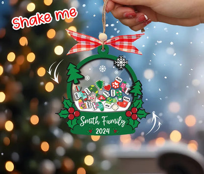 Family and Pet Ornaments, Personalized Stocking Family Shaker Ornament, Custom Family Christmas Ornament 2024, 4D Shaker Christmas Ornament