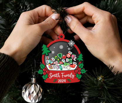 Family and Pet Ornaments, Personalized Stocking Family Shaker Ornament, Custom Family Christmas Ornament 2024, 4D Shaker Christmas Ornament