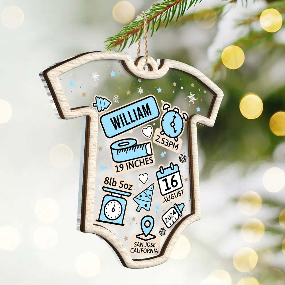 Baby First Christmas - Personalized 2-Layered Mix Ornament