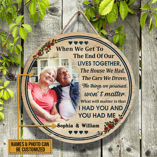 Custom Photo Old Couple Husband Wife When We Get Photo Gift Vintage Custom Wood Circle Sign, Anniversary, Wall Pictures, Wall Art, Wall Decor