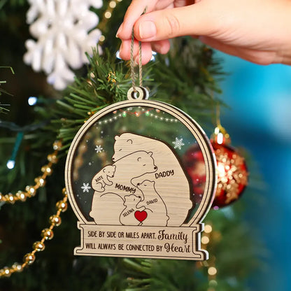 Bear Family Will Always Be Connected By Heart - Personalized 2-Layered Mix Ornament