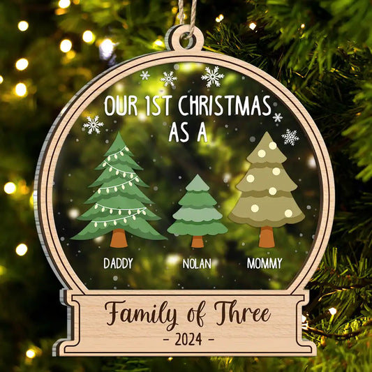 First Christmas As A Family Of Three - Personalized 2-Layered Mix Ornament