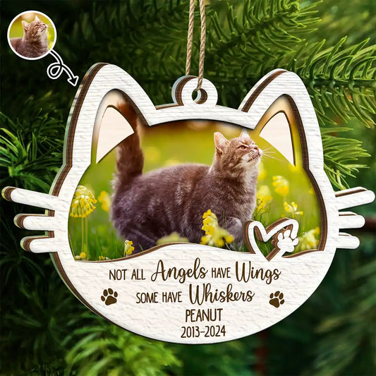 Custom Photo Memorial Cat Not All Angels Have Wings Some Have Whiskers - Personalized 2-Layered Mix Ornament