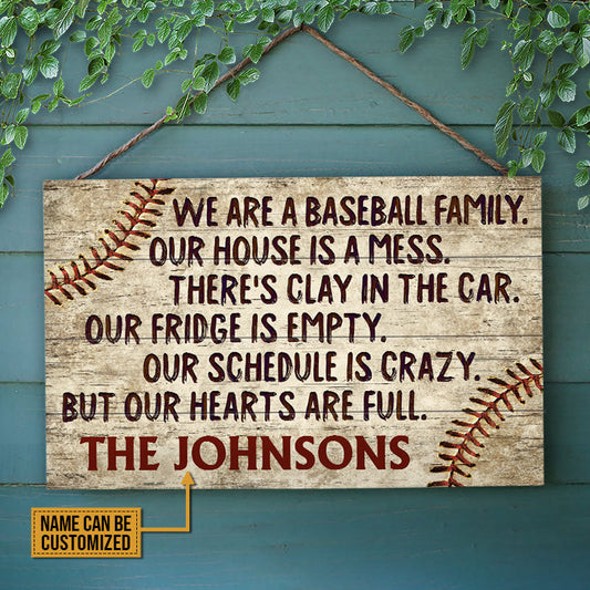 Personalized Baseball Our Home Is A Mess Customized Wood Rectangle Sign