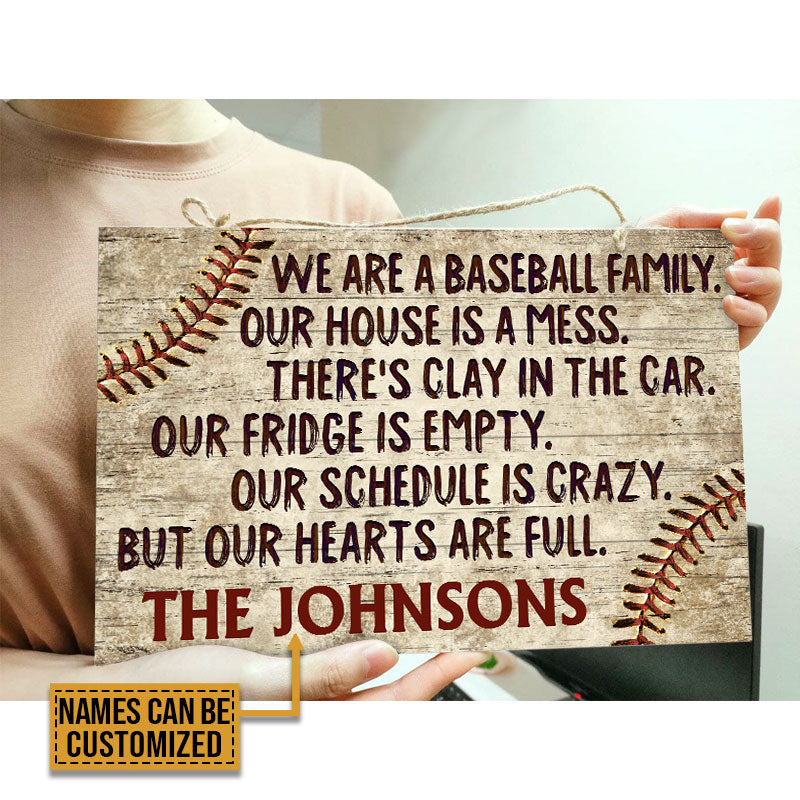 Personalized Baseball Our Home Is A Mess Customized Wood Rectangle Sign