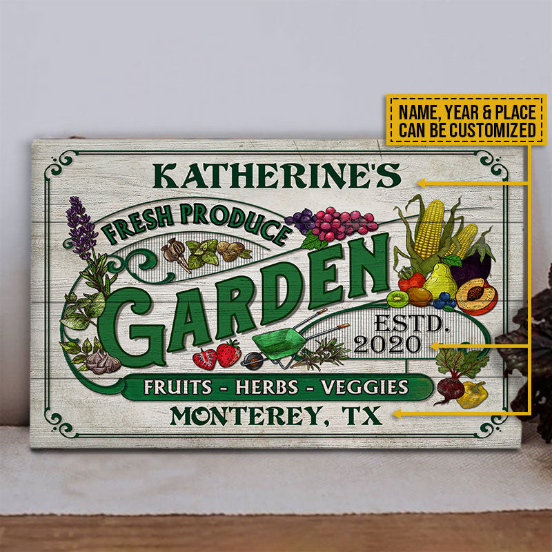 Personalized Garden Fresh Produce Custom Wood Rectangle Sign