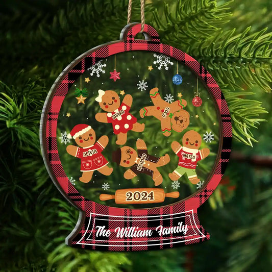 Christmas Cookies Gingerbread Family - Personalized 2-Layered Mix Ornament