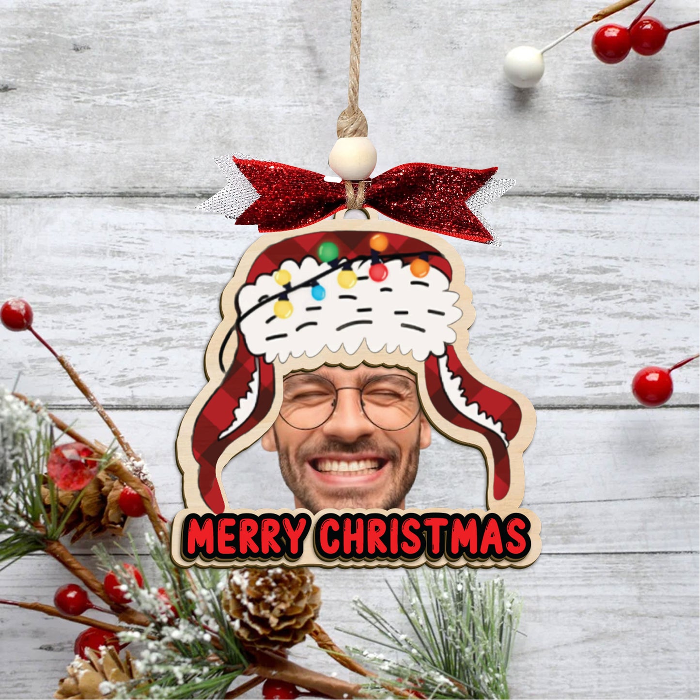 Custom Christmas Hat Face Ornament