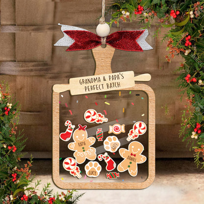 Personalized Gingerbread Grandparent Shaker Ornament 2024, Grandma & Grandpa's Perfect Batch, Gingerbread Ornaments with Names Shake Ornament