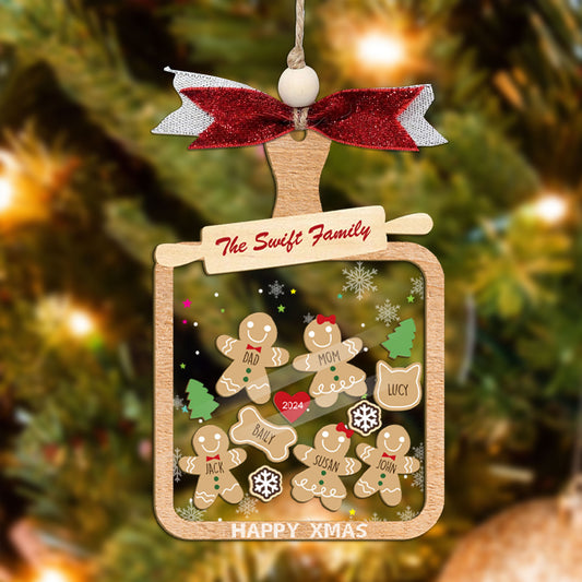 The Family Christmas Grandma Cookies Happy Xmas - Personalized Gingerbread House Family Shaker Ornament Christmas